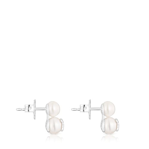 Pendientes doble perla y plata Icon Pearl