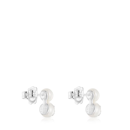 Pendientes doble perla y plata Icon Pearl