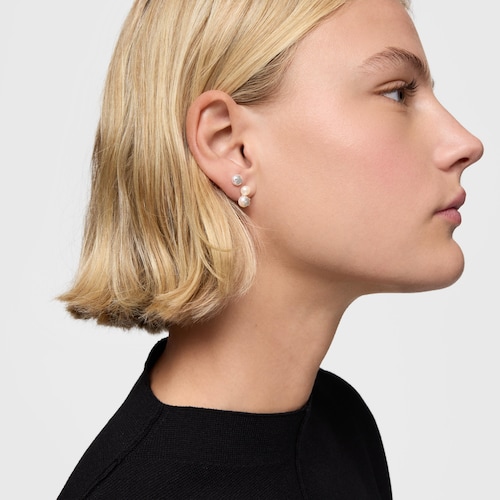 Pendientes doble perla y plata Icon Pearl