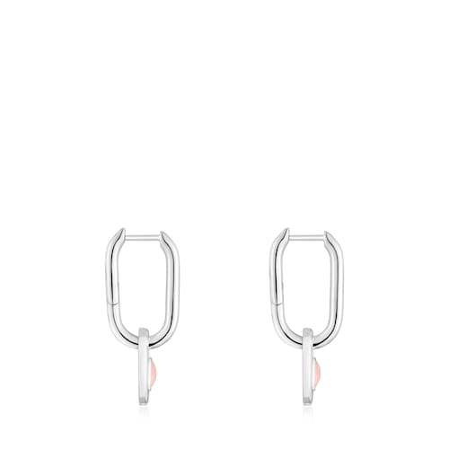 Brincos de argola de prata e quartzo Camille