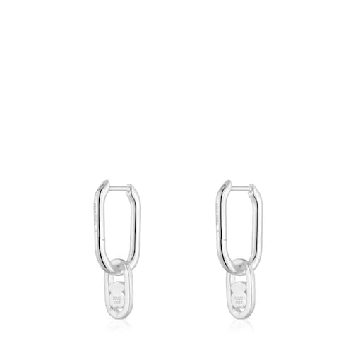 Brincos de argola de prata e quartzo Camille