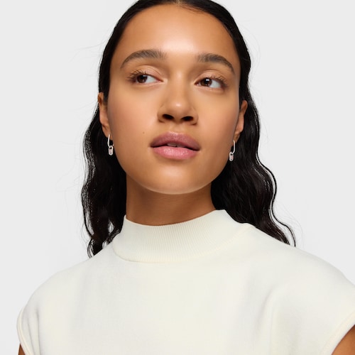 Brincos de argola de prata e quartzo Camille