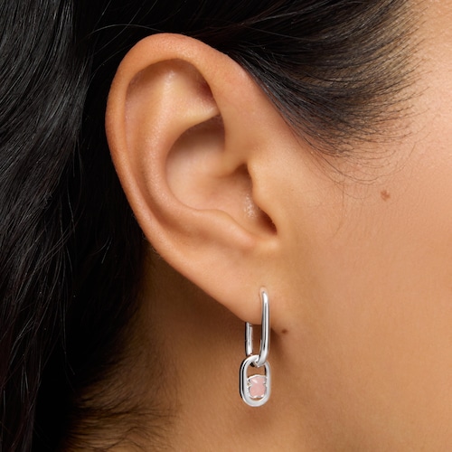 Brincos de argola de prata e quartzo Camille