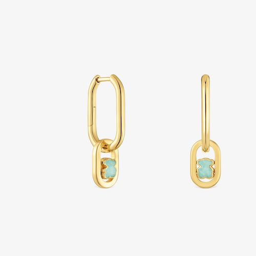 Hoop earrings with 18K gold vermeil and amazonite TOUS Camille