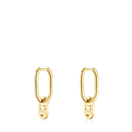 Brincos de argola com revestimento de ouro 18 kt em prata e amazonita Camille