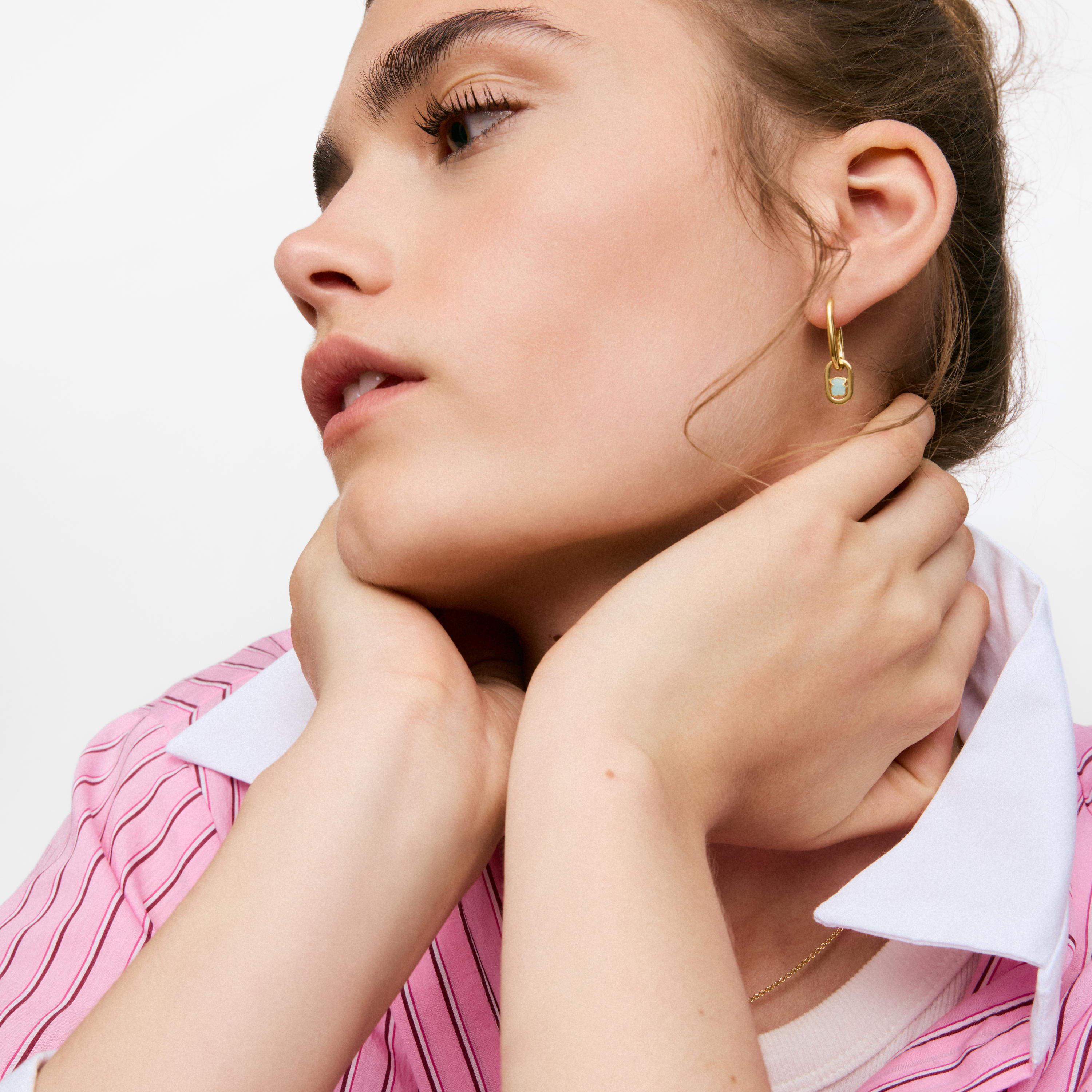Hoop earrings with 18K gold vermeil and amazonite TOUS Camille