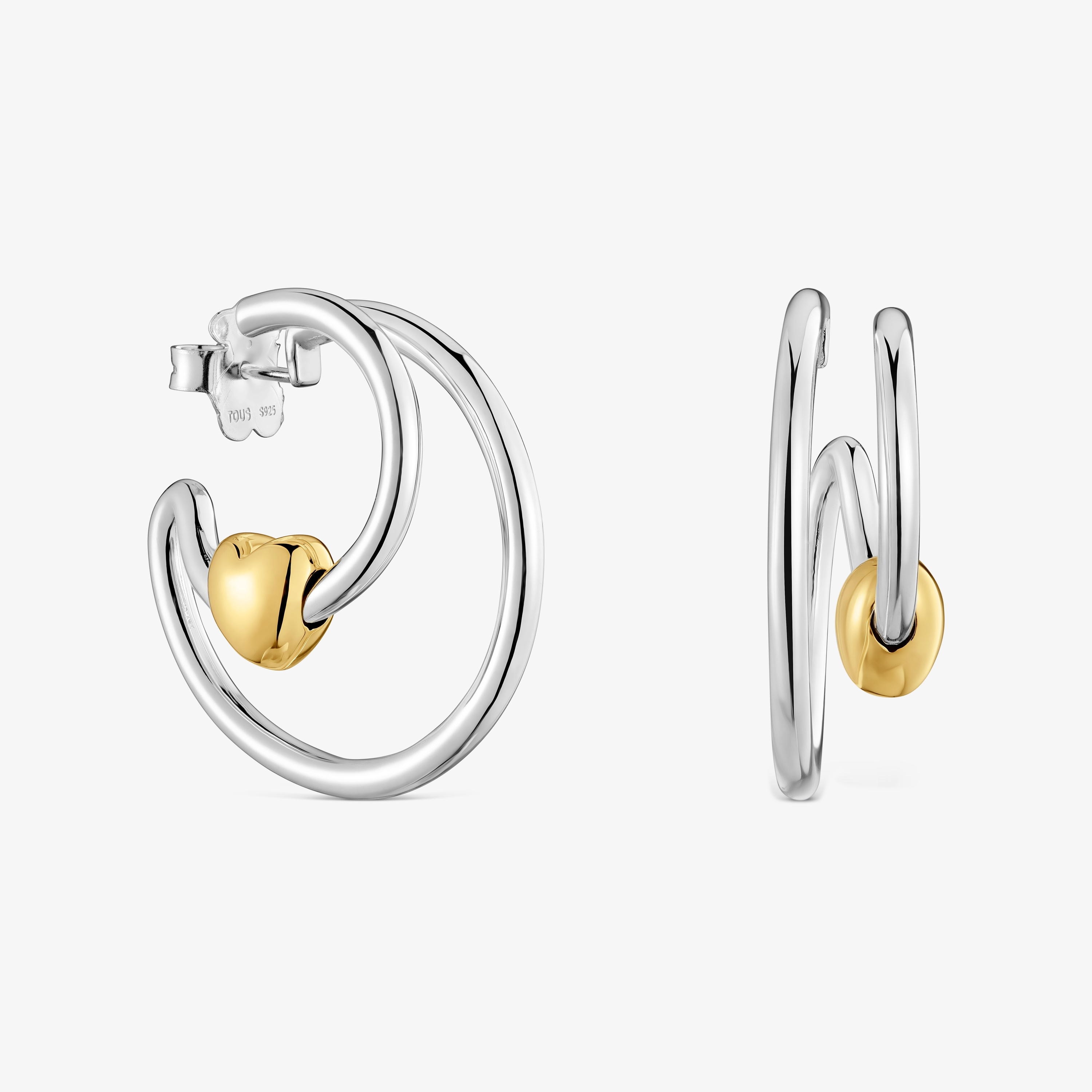 Two-tone heart-motif Double hoop earrings TOUS Flechazo