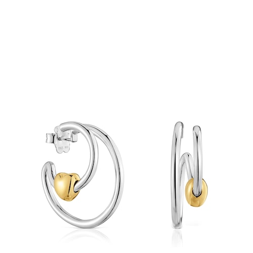Two-tone heart-motif Double hoop earrings TOUS Flechazo