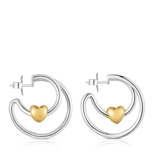 Two-tone heart-motif Double hoop earrings TOUS Flechazo