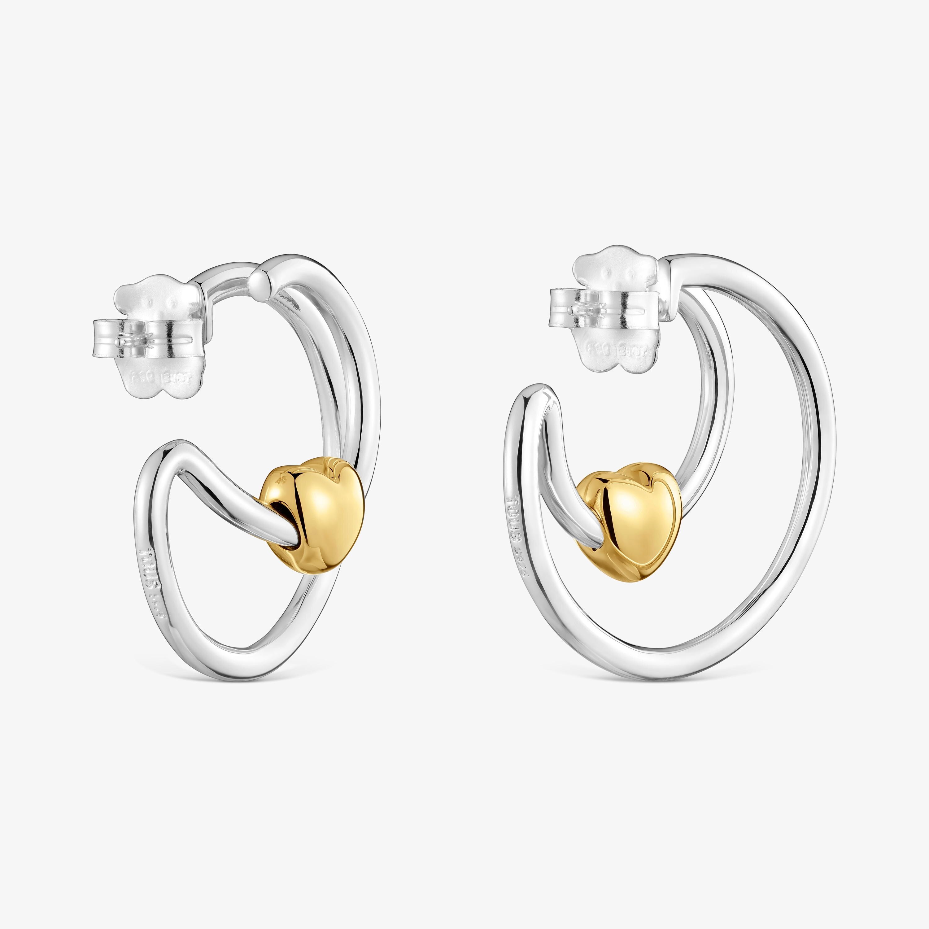 Two-tone heart-motif Double hoop earrings TOUS Flechazo