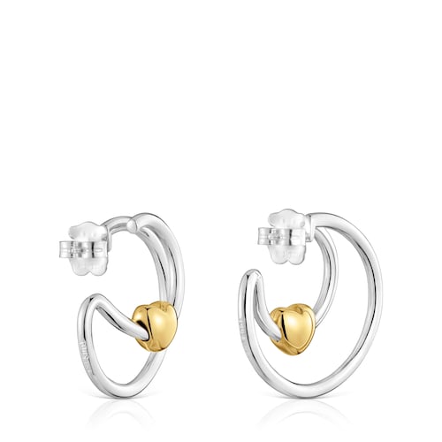 Two-tone heart-motif Double hoop earrings TOUS Flechazo
