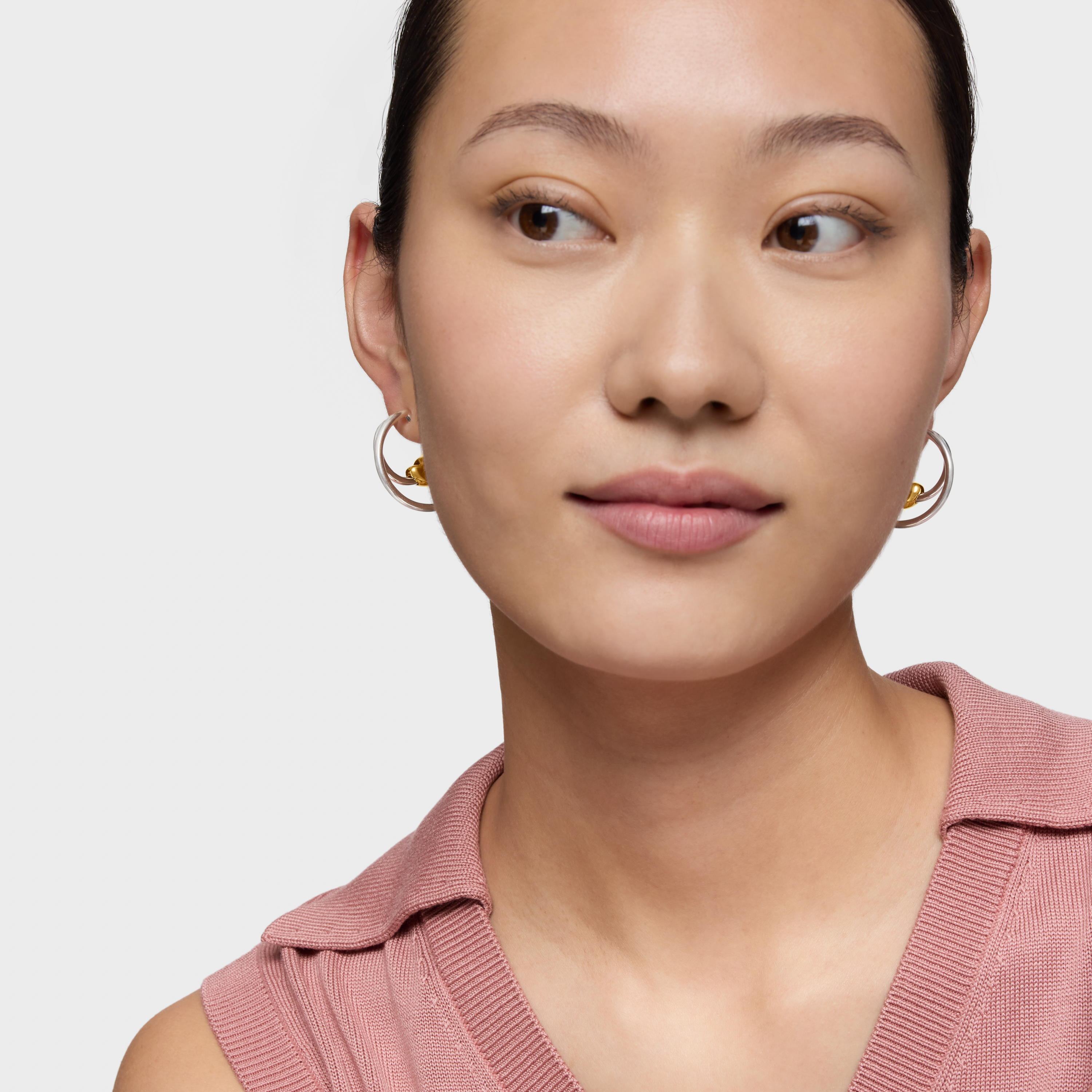 Two-tone heart-motif Double hoop earrings TOUS Flechazo