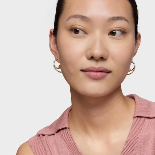 Two-tone heart-motif Double hoop earrings TOUS Flechazo