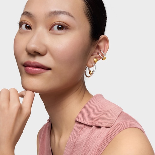 Two-tone heart-motif Double hoop earrings TOUS Flechazo