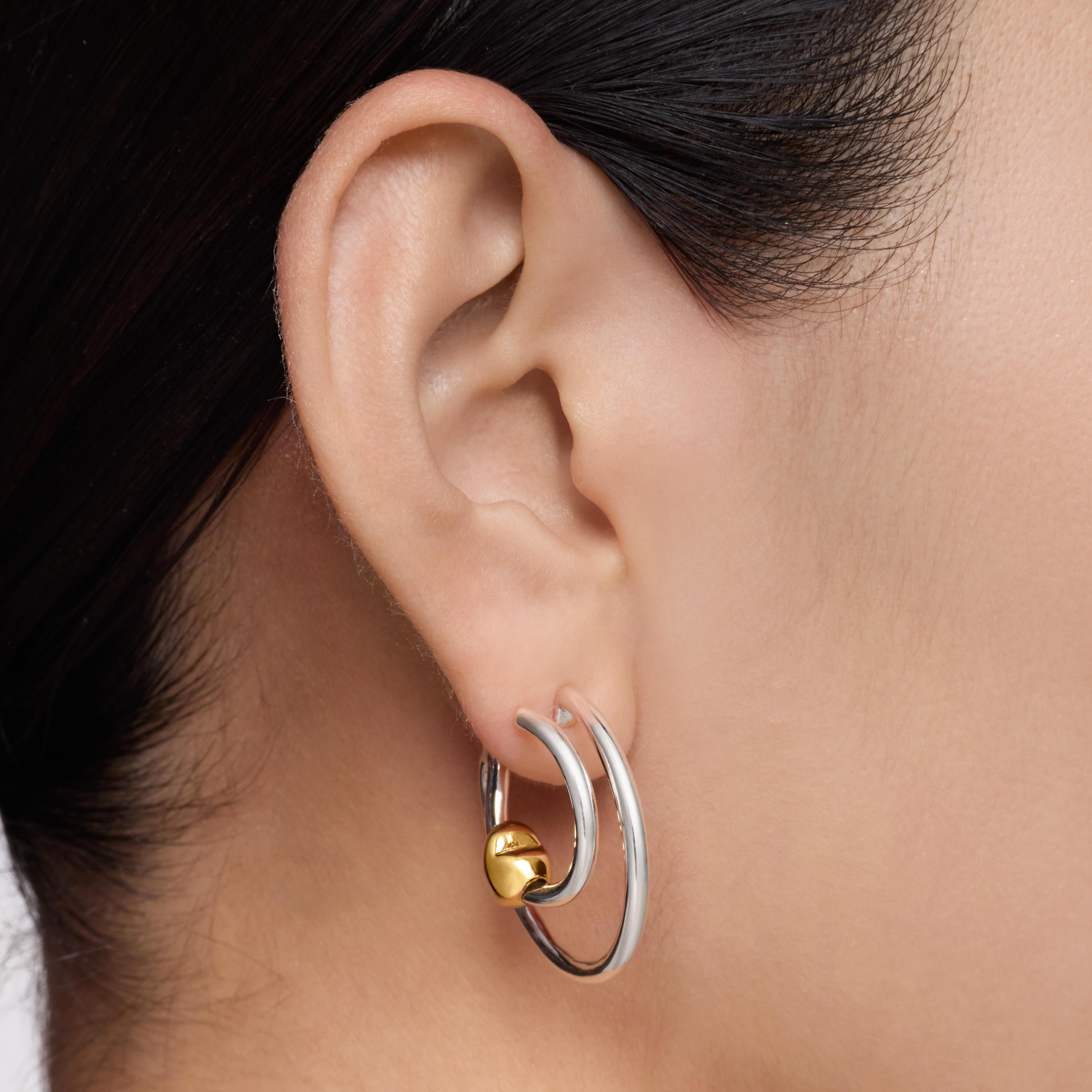 Two-tone heart-motif Double hoop earrings TOUS Flechazo