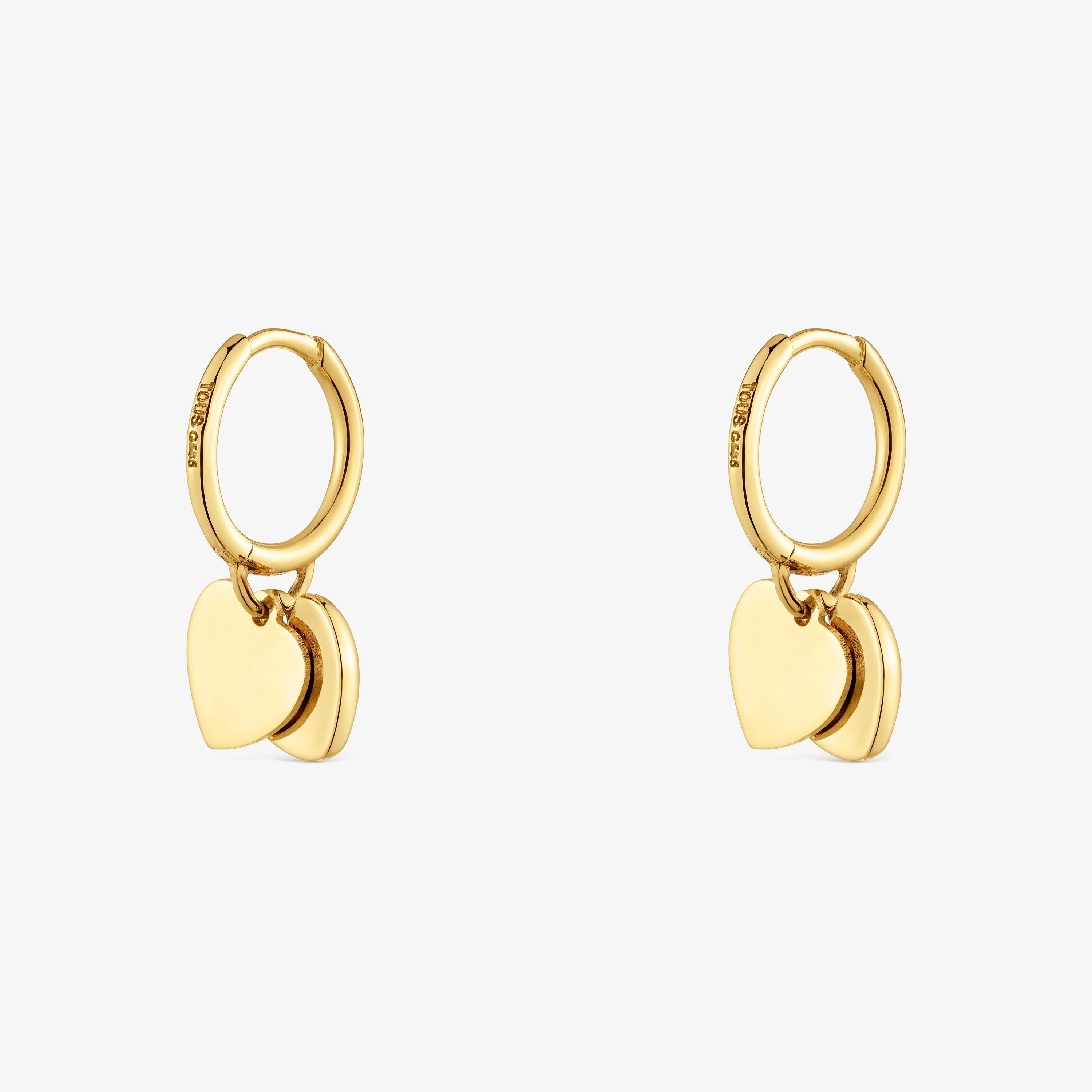 14K solid gold double-heart Hoop earrings TOUS Flechazo
