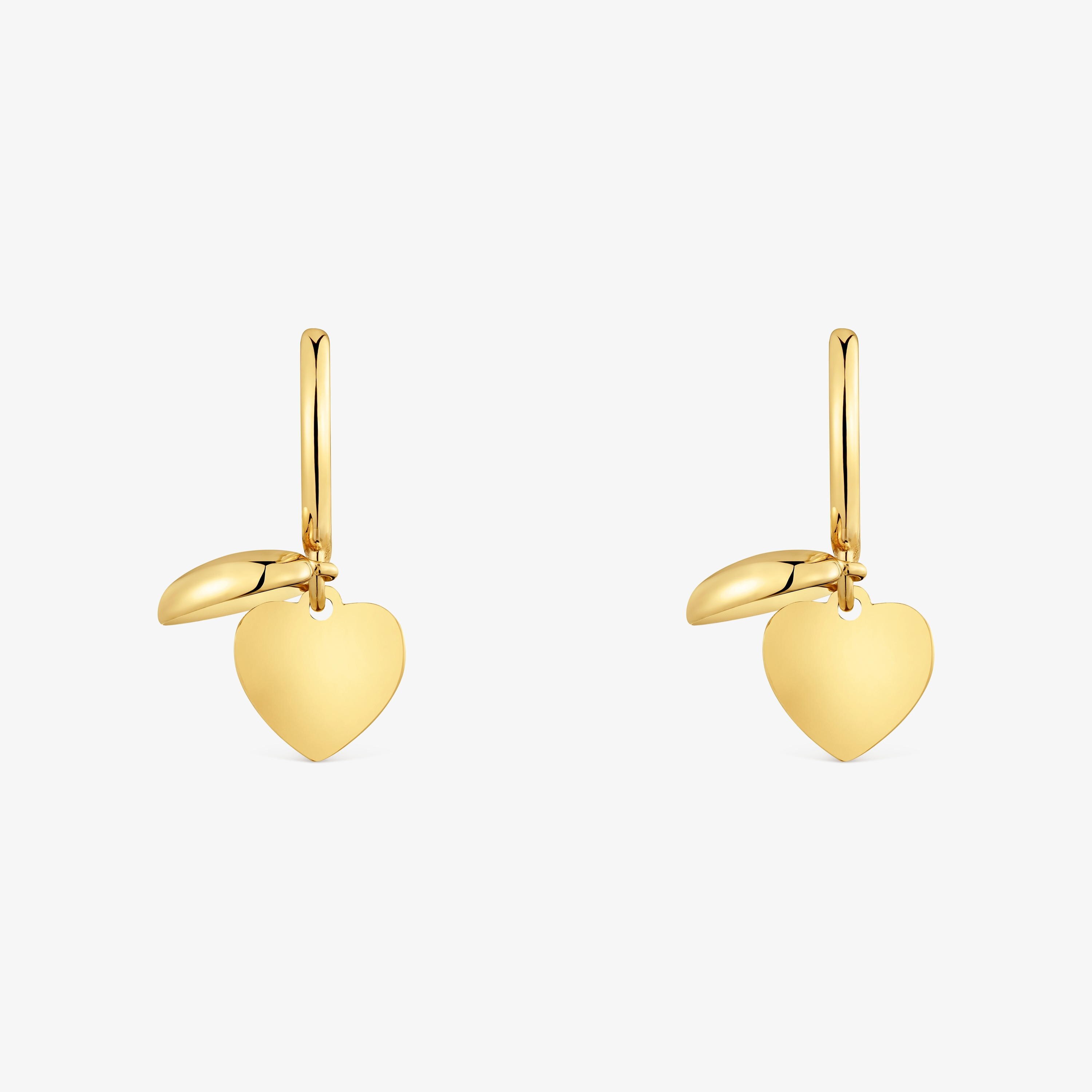 14K solid gold double-heart Hoop earrings TOUS Flechazo