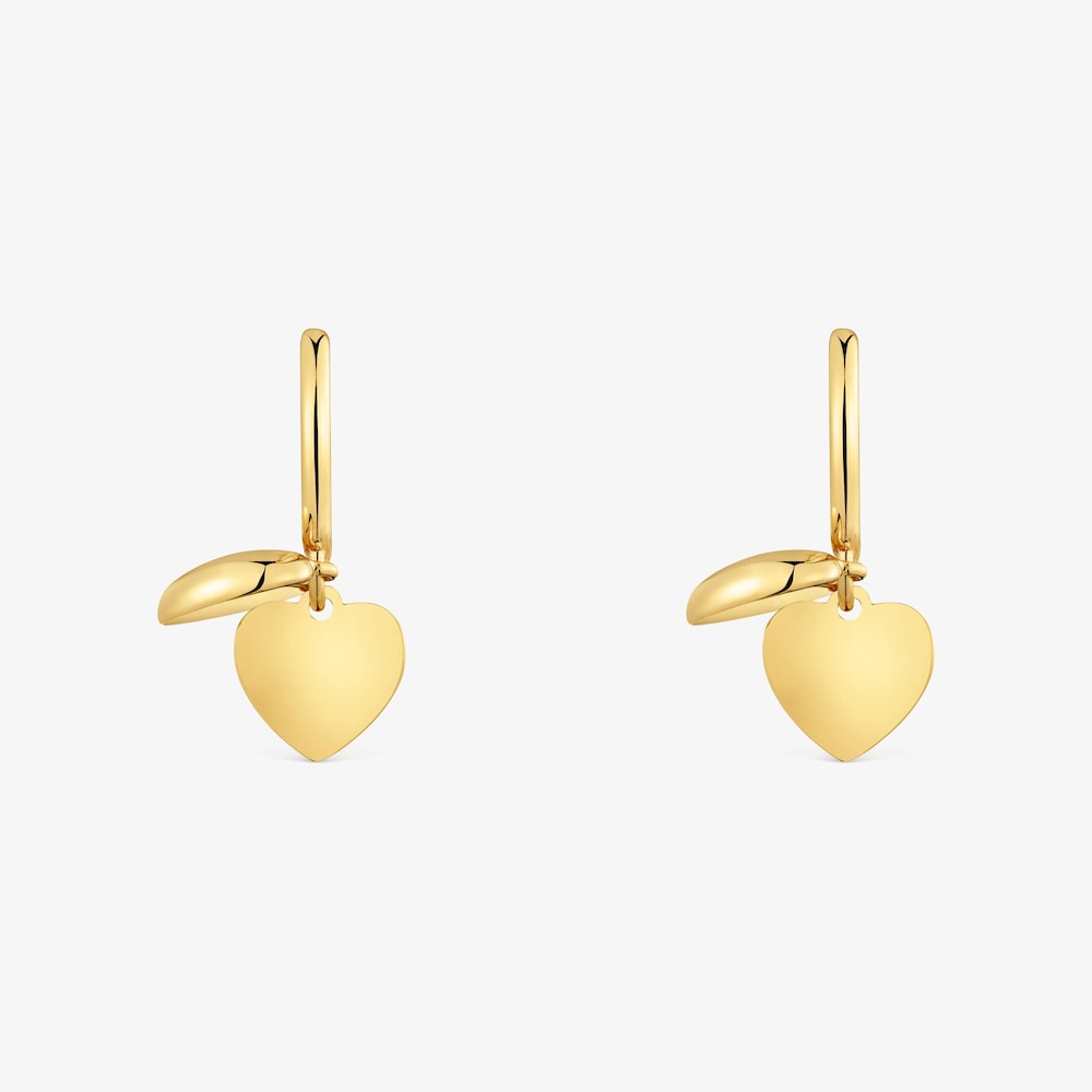 Kruhov&eacute; n&aacute;u&scaron;nice s&nbsp;dvojit&yacute;m srdcem ze 14kar&aacute;tov&eacute;ho zlata TOUS Flechazo