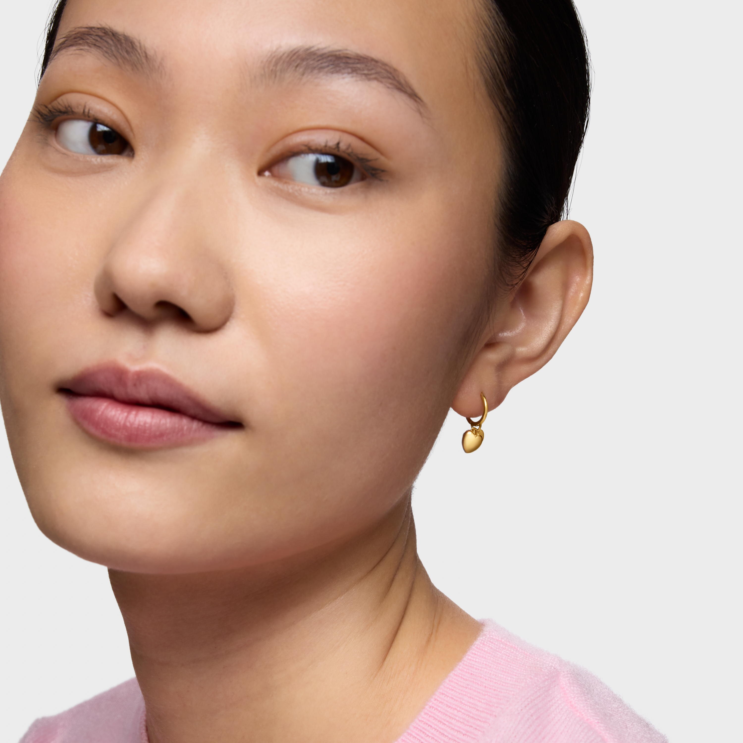 14K solid gold double-heart Hoop earrings TOUS Flechazo