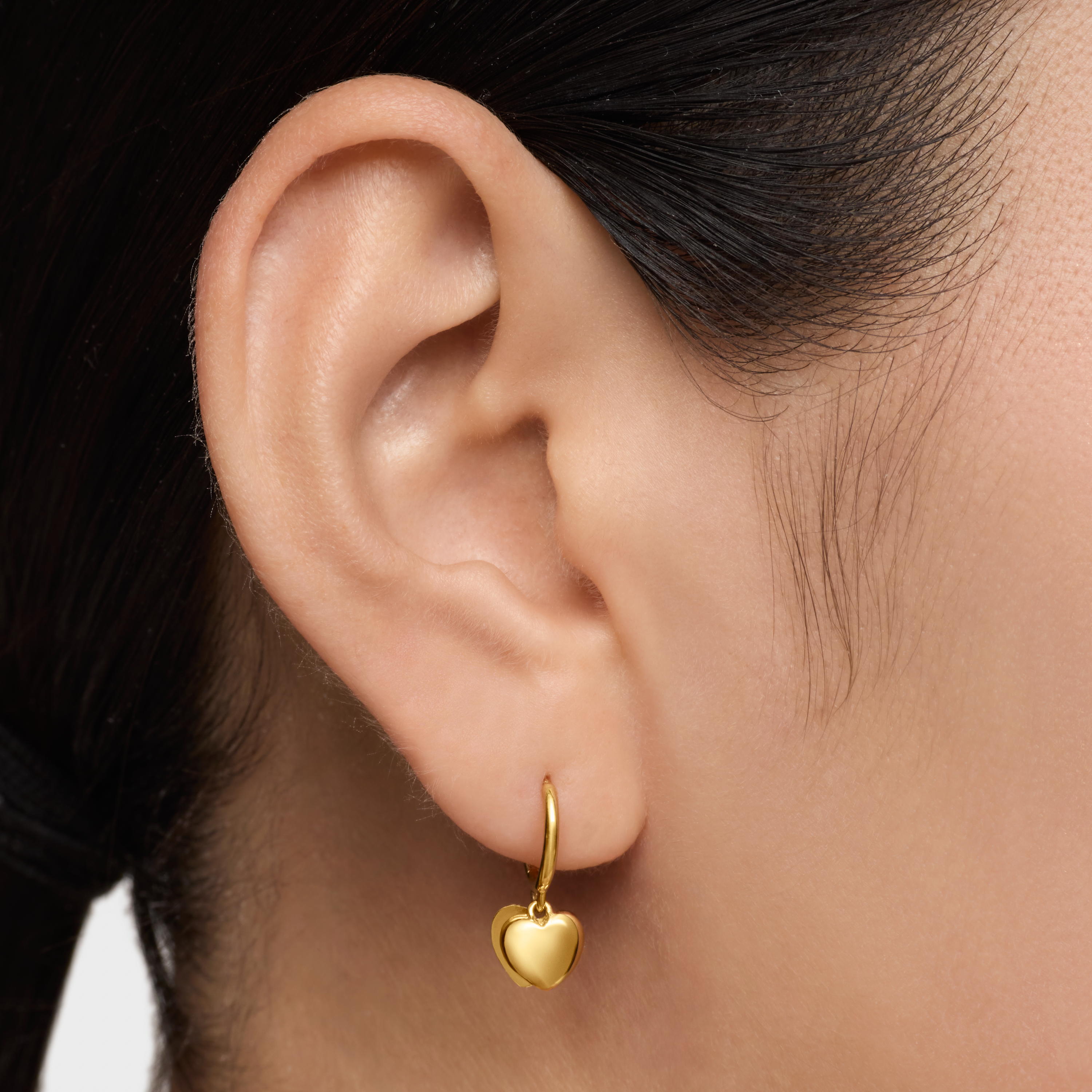 14K solid gold double-heart Hoop earrings TOUS Flechazo