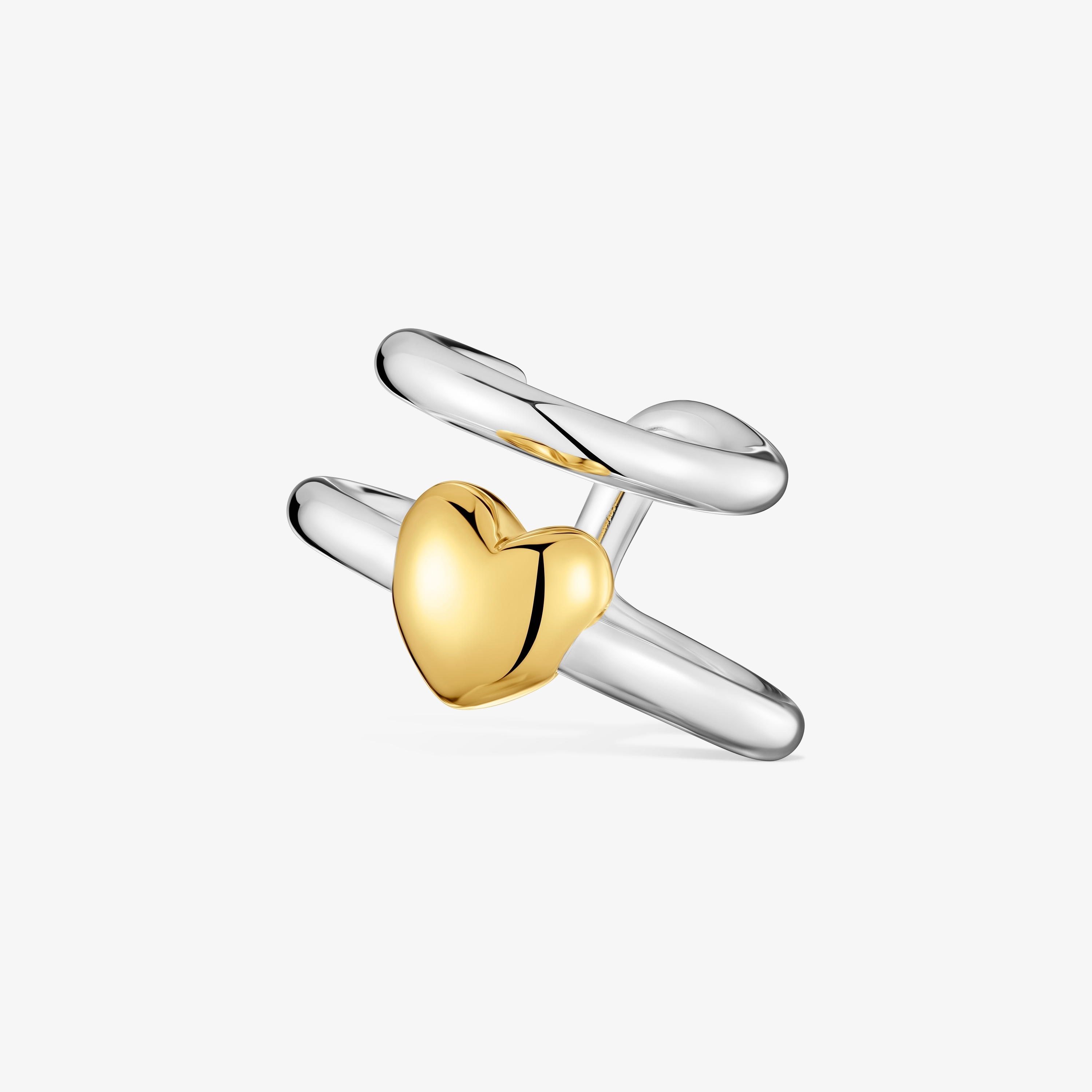 Two-tone heart-motif Double hoop Earcuff TOUS Flechazo | TOUS