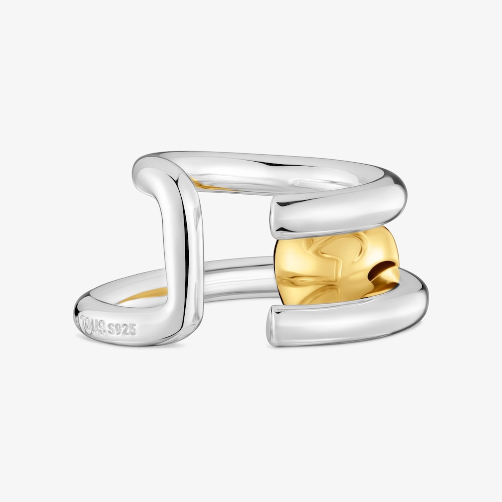 Earcuff double anneau bicolore motif c&oelig;ur TOUS Flechazo