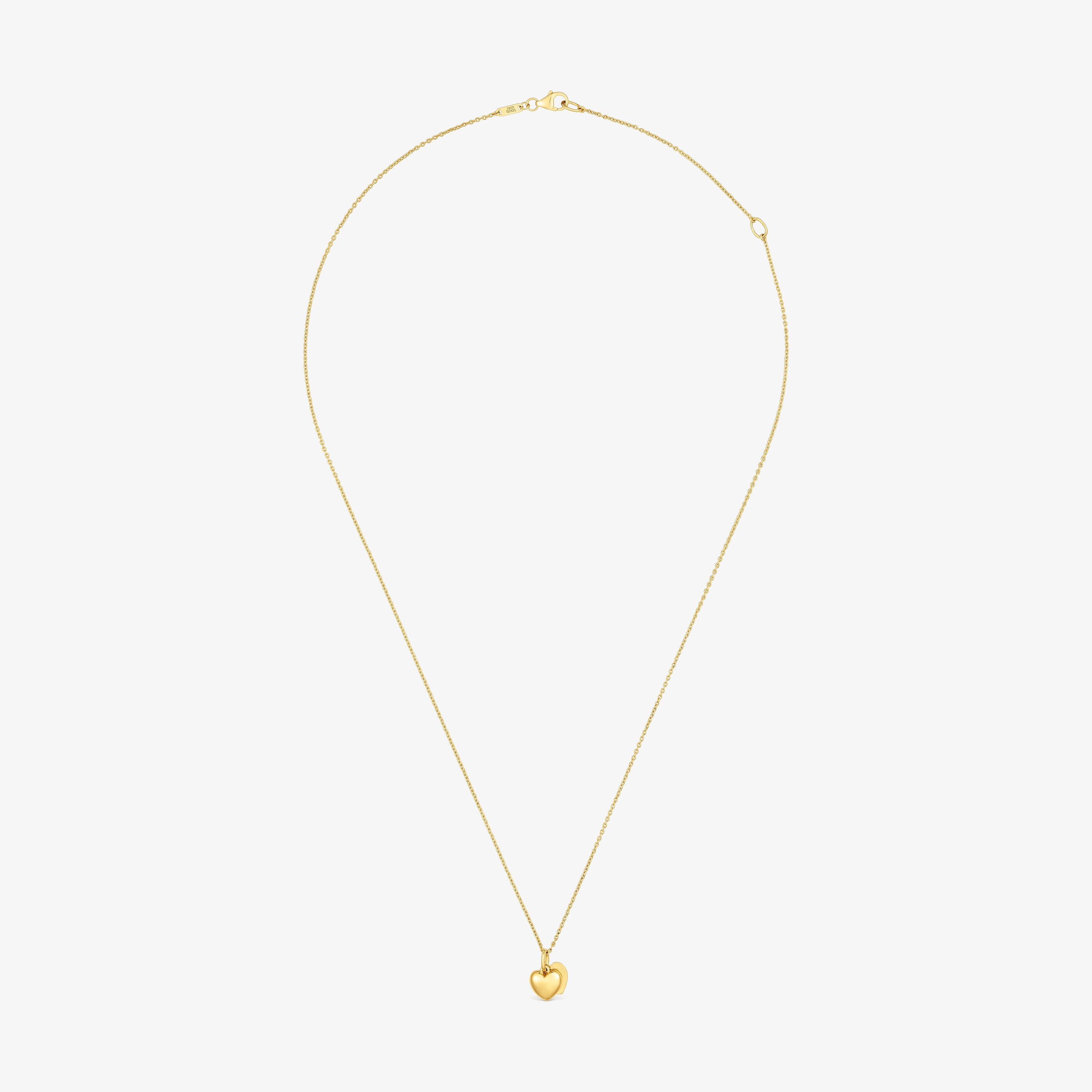 14K solid gold double-heart Necklace TOUS Flechazo