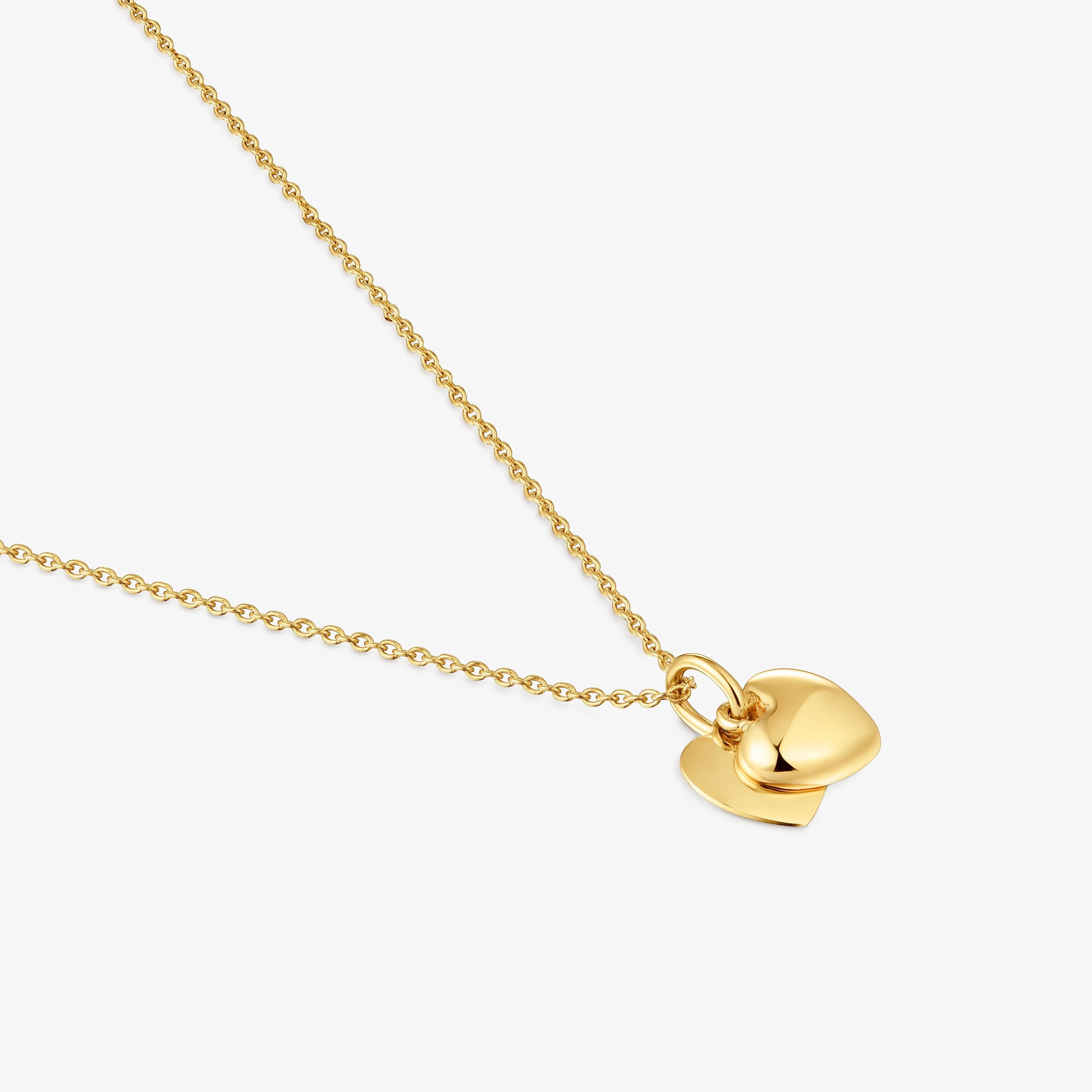 14K solid gold double-heart Necklace TOUS Flechazo
