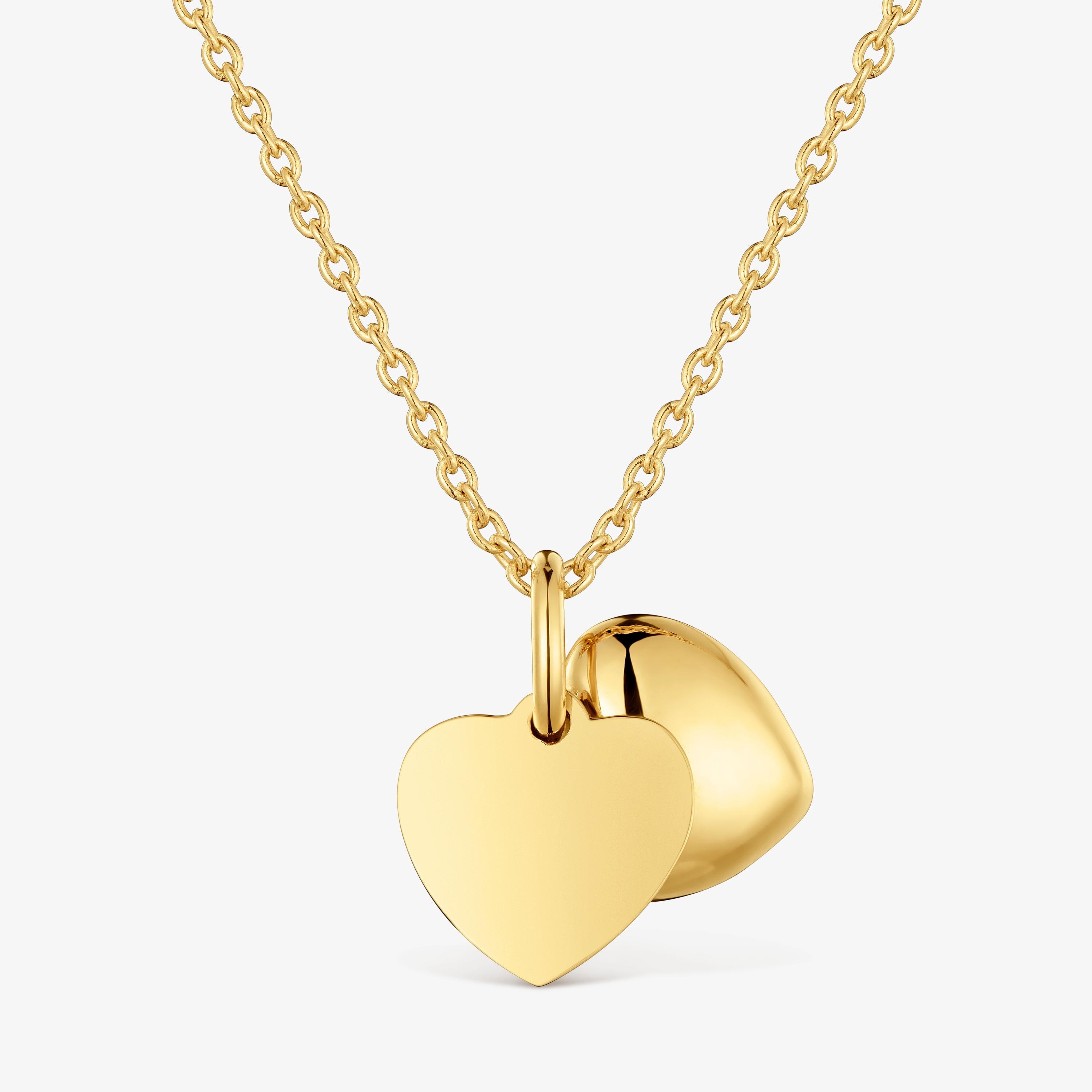 14K solid gold double-heart Necklace TOUS Flechazo