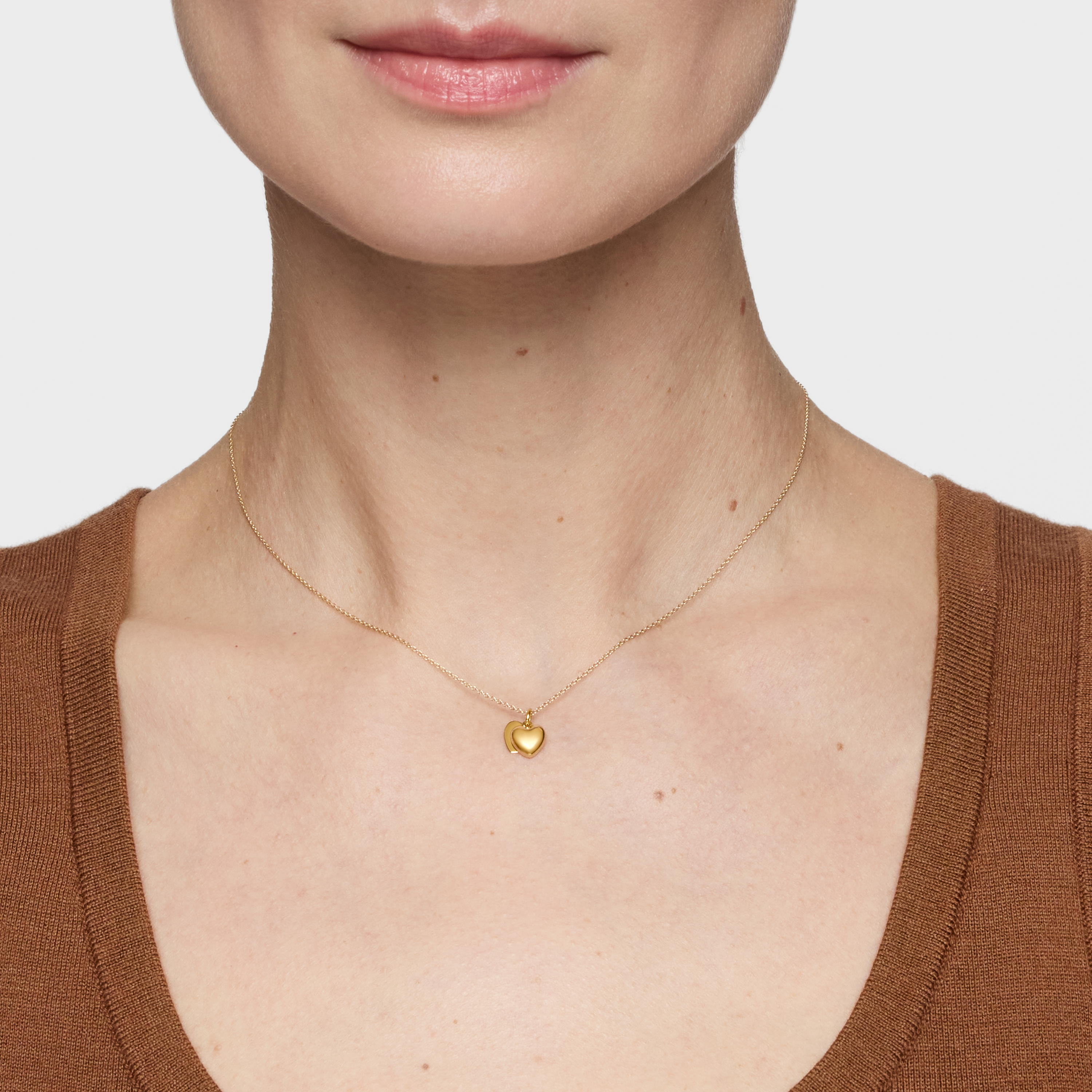 14K solid gold double-heart Necklace TOUS Flechazo