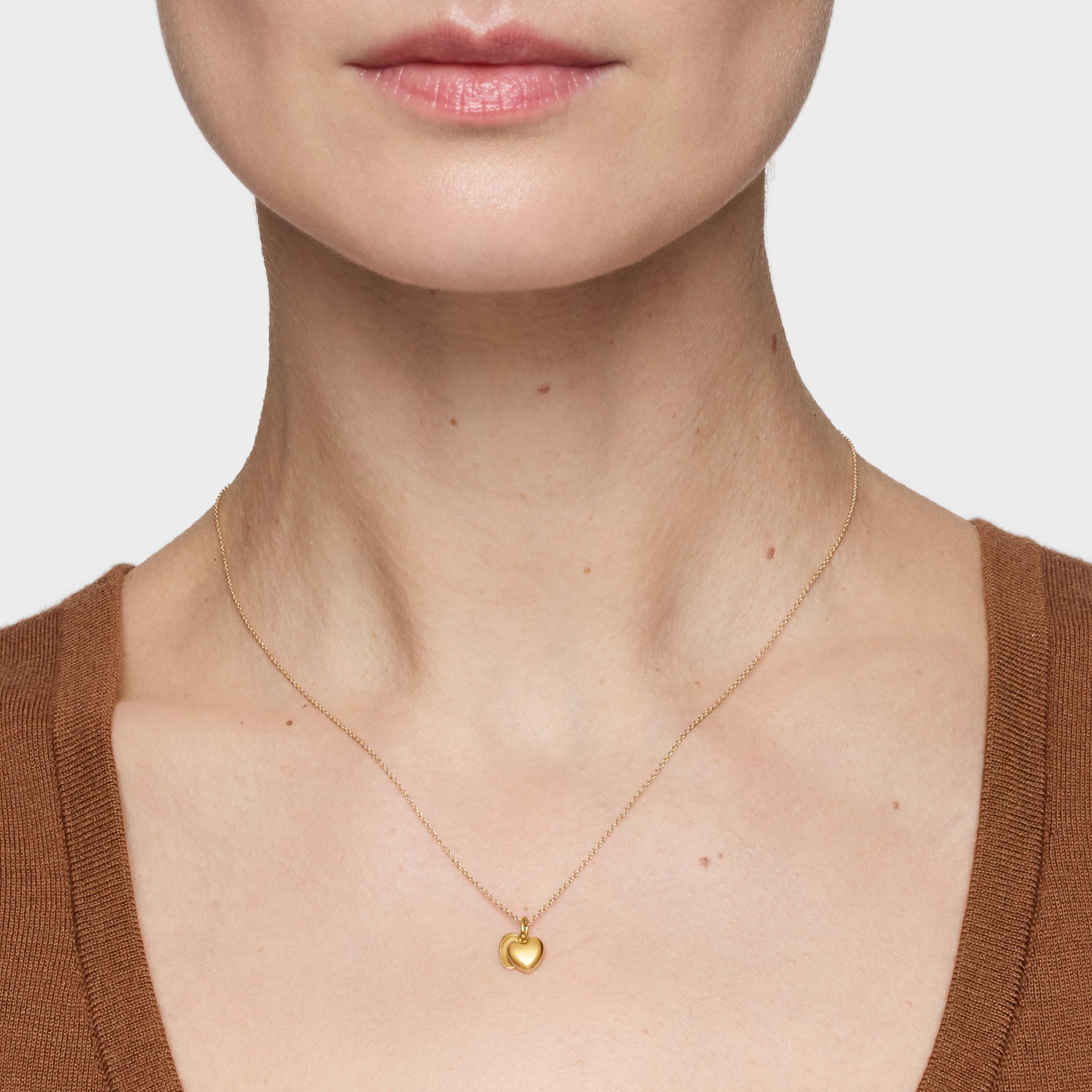 14K solid gold double-heart Necklace TOUS Flechazo