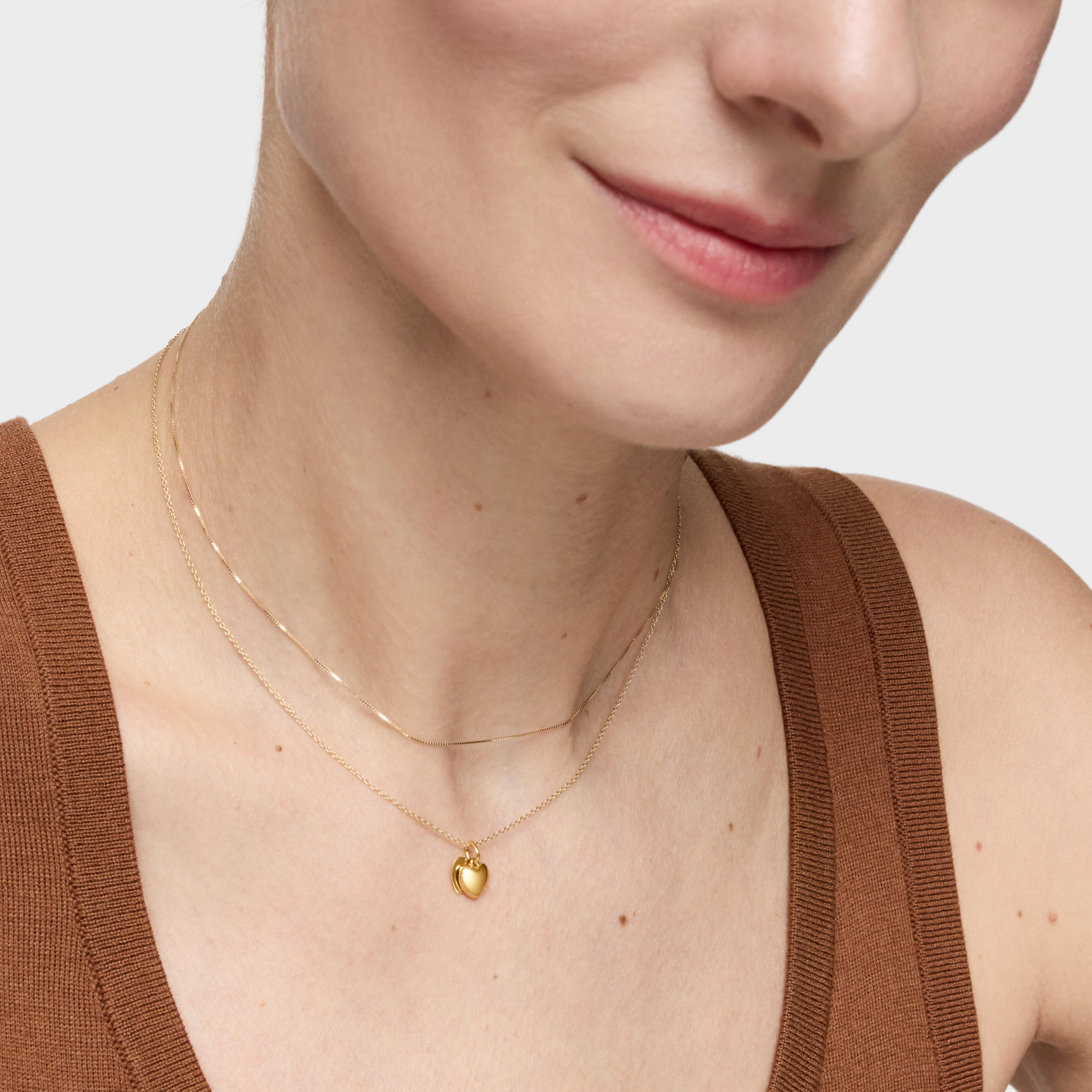 14K solid gold double-heart Necklace TOUS Flechazo