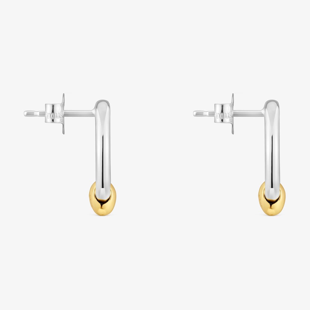 Boucles d&rsquo;oreilles anneaux bicolores motif c&oelig;ur TOUS Flechazo