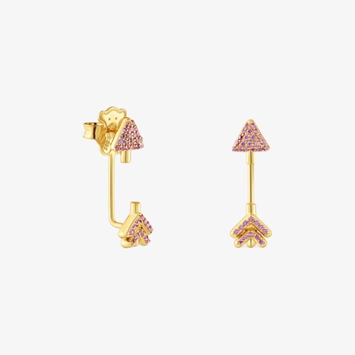 Boucles d&rsquo;oreilles en argent plaqu&eacute; or 18&nbsp;ct et rhodolites TOUS Flechazo