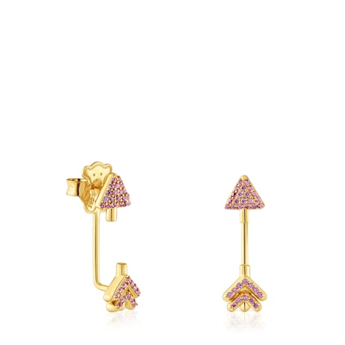 Orecchini in argento placcato oro 18&nbsp;kt e rodoliti TOUS Flechazo