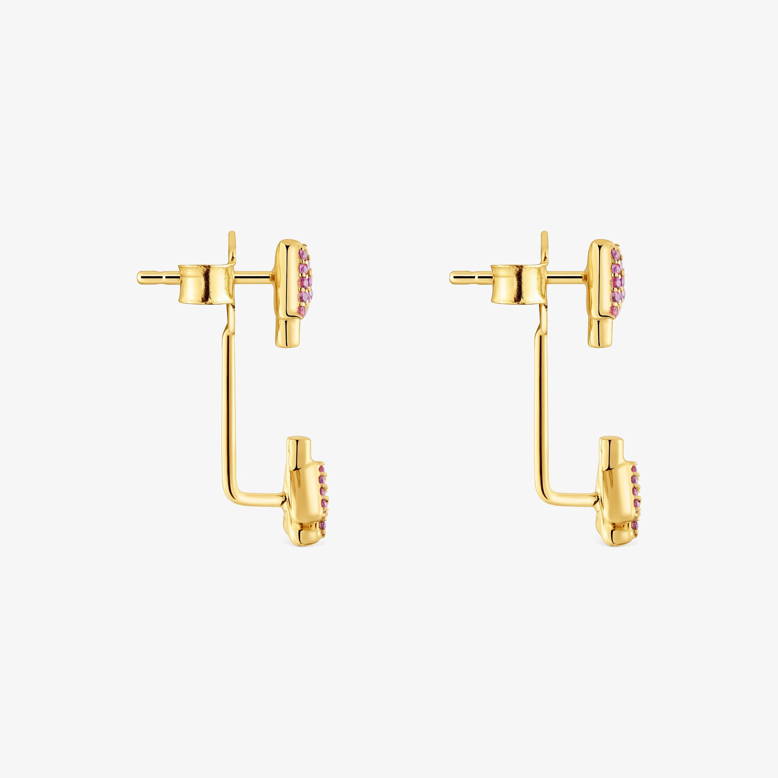 Earrings with 18kt gold plating over silver and rhodolites TOUS Flechazo
