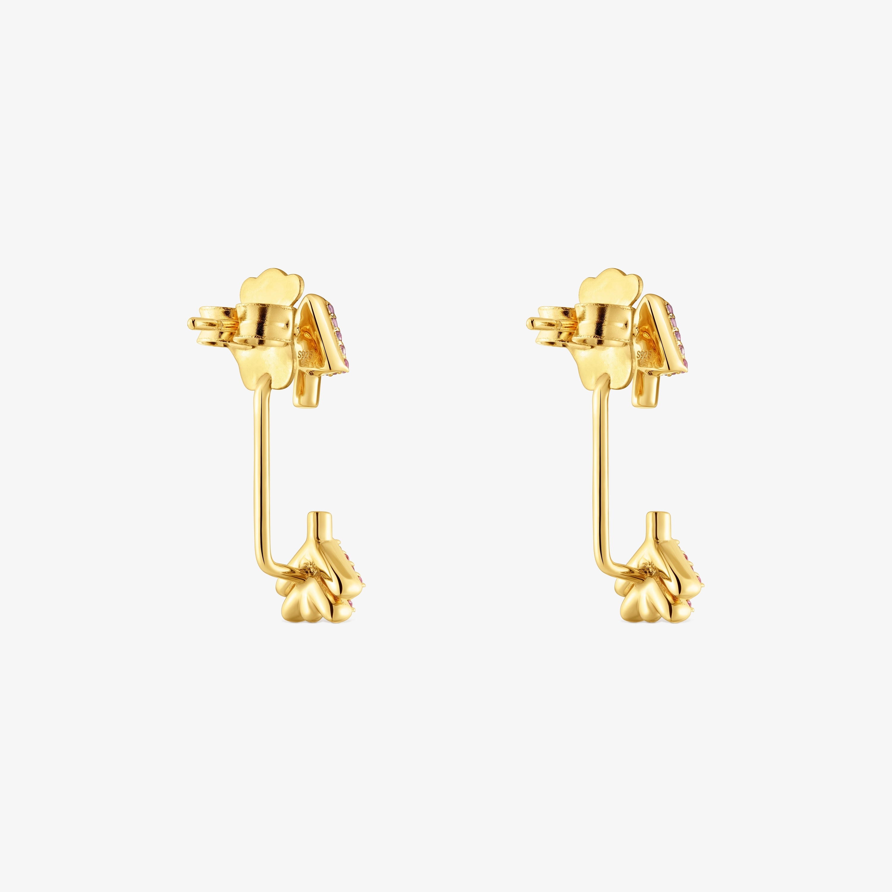 Earrings with 18kt gold plating over silver and rhodolites TOUS Flechazo