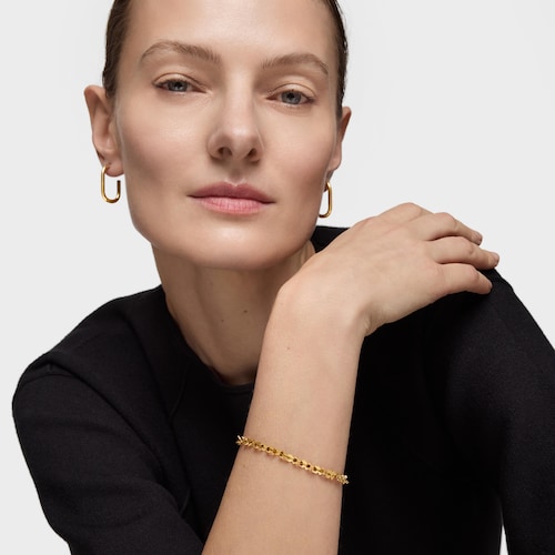 Pulseira corrente em a&ccedil;o dourado com motivos urso TOUS Carrusel