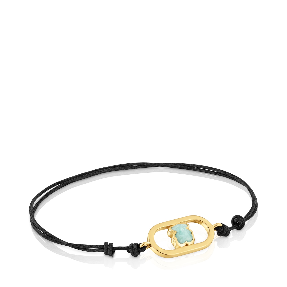 Tous - Pulsera De Nylon Negro Con Baño De Oro 18 Kt Sobre Plata Y Amazonita Camille - Verde