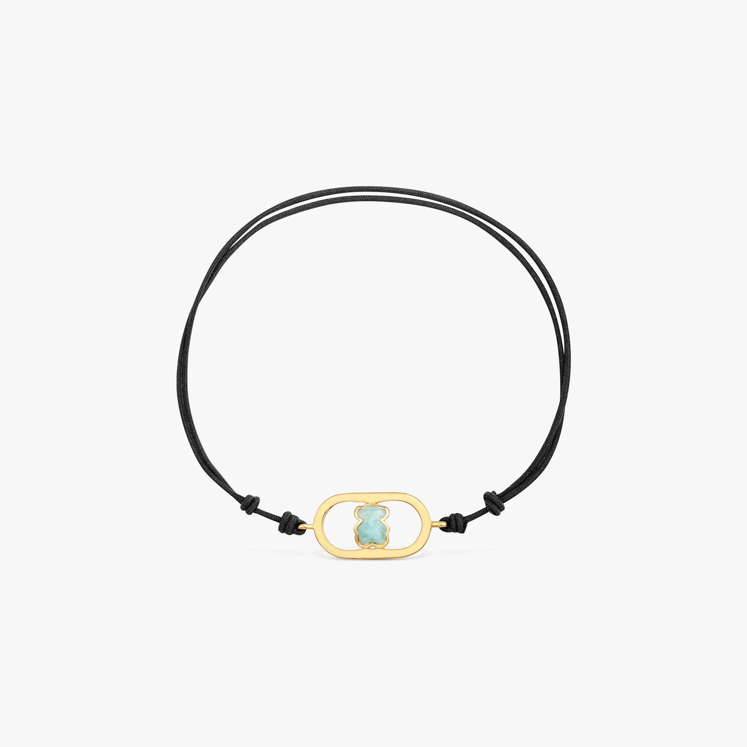 Black nylon Bracelet with 18K gold vermeil and amazonite TOUS Camille