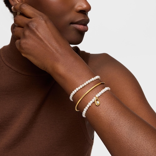 Pulseira elástica com madrepérola e revestimento de ouro 18 kt sobre prata Camille