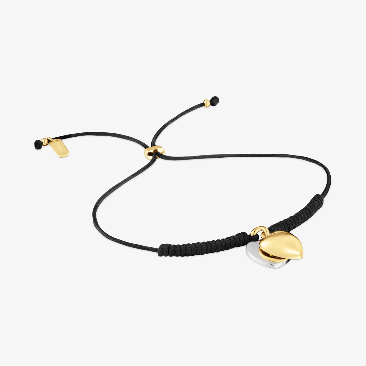 Tous - Pulsera Doble Corazón Con Baño De Oro 18 Kt Sobre Plata Y Nylon Negro Tous Flechazo - Negro