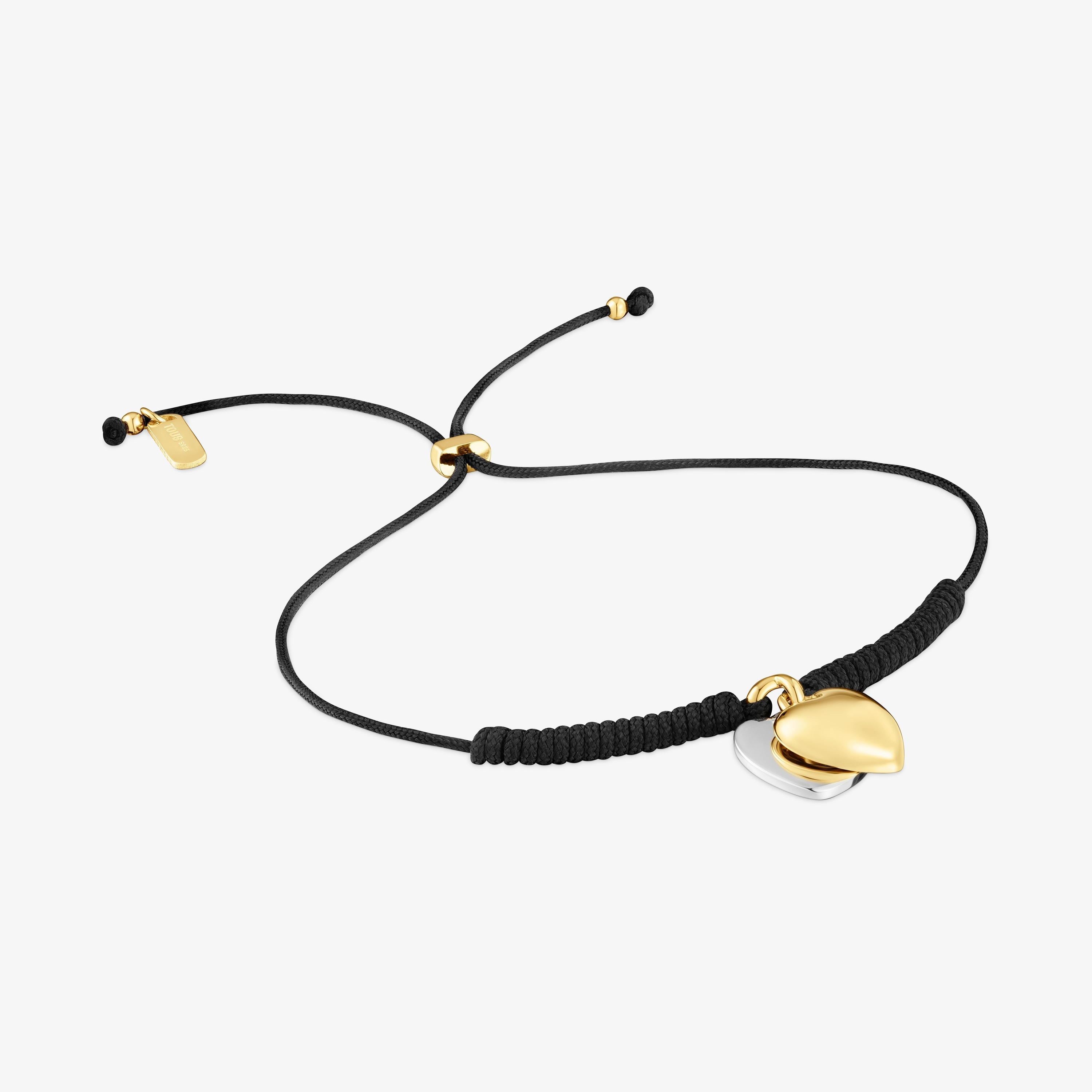 Double-heart Bracelet with 18K gold vermeil and black nylon TOUS