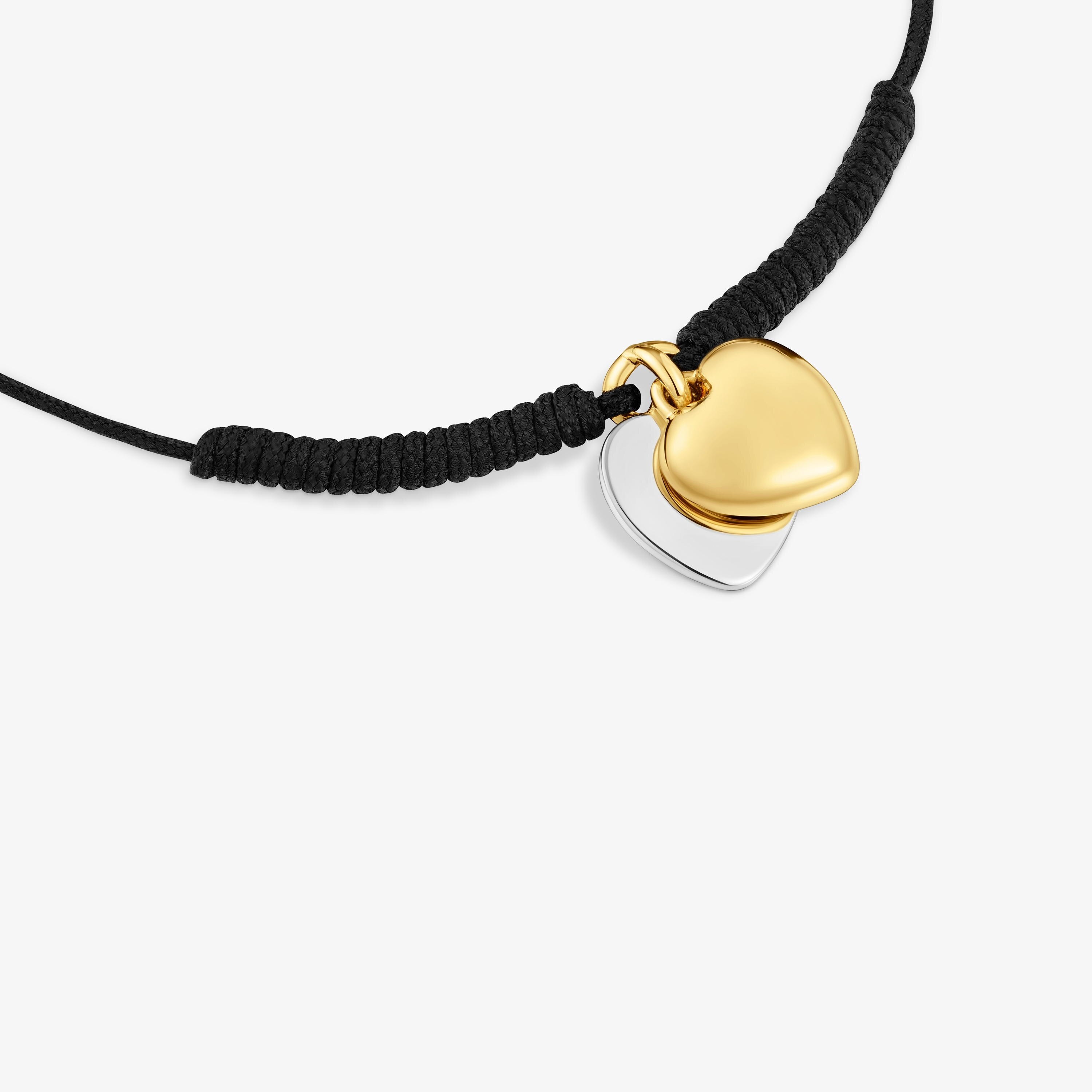 Double-heart Bracelet with 18K gold vermeil and black nylon TOUS Flechazo