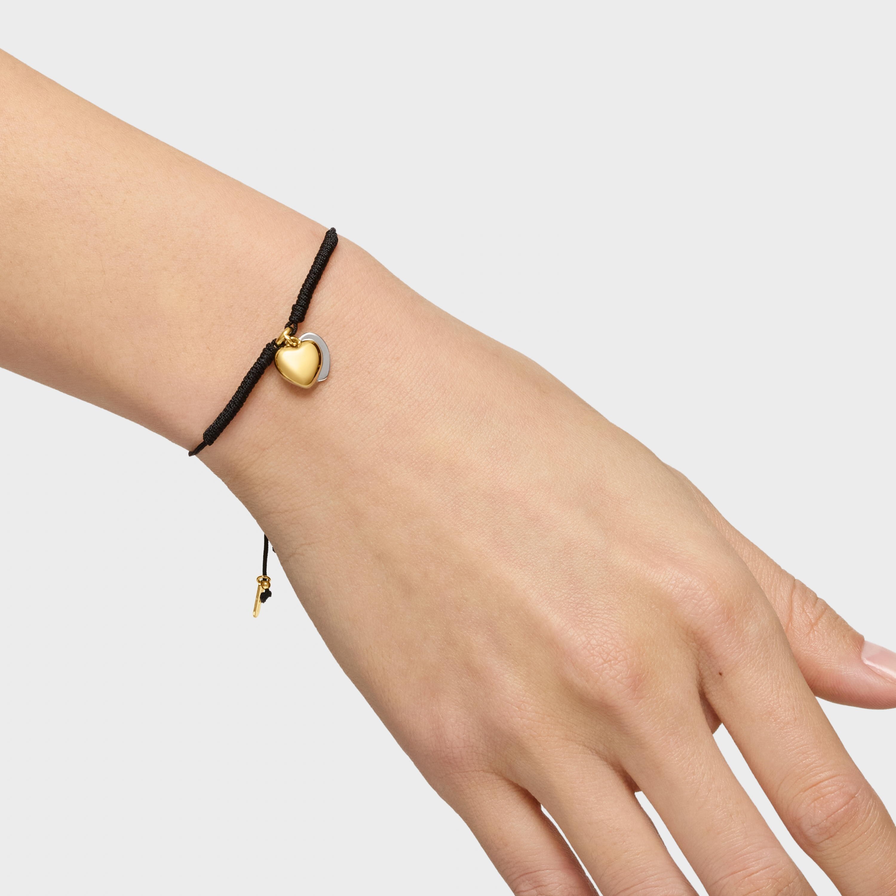 Double-heart Bracelet with 18K gold vermeil and black nylon TOUS Flechazo