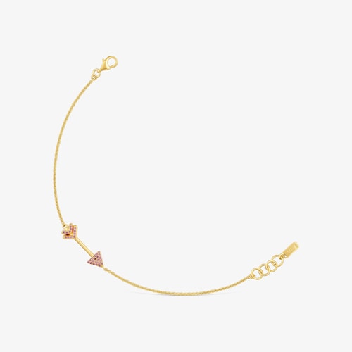 Bracelet cha&icirc;ne en argent plaqu&eacute; or 18&nbsp;ct et rhodolites TOUS Flechazo