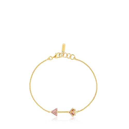 Bracciale a catena in argento placcato oro 18&nbsp;kt e rodoliti TOUS Flechazo