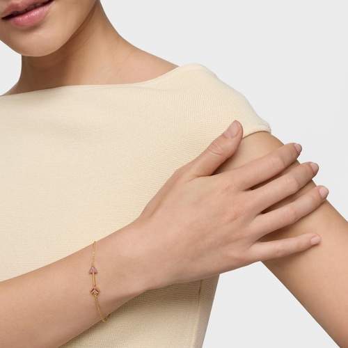 Bracciale a catena in argento placcato oro 18&nbsp;kt e rodoliti TOUS Flechazo