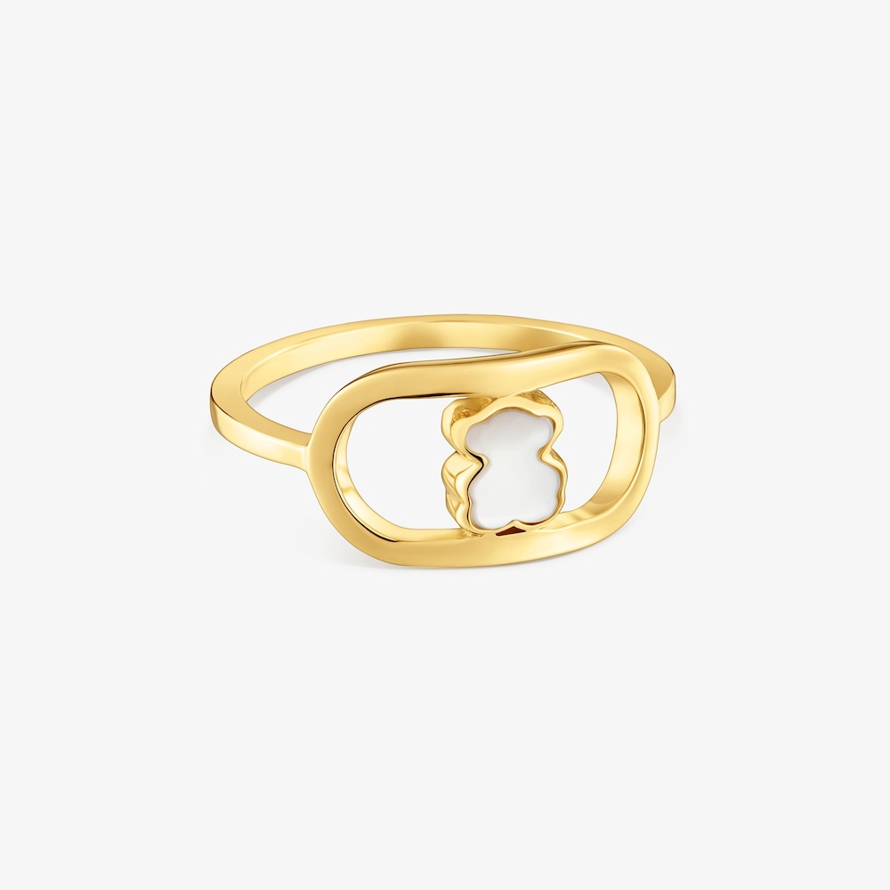 Prsten ze stř&iacute;bra pozlacen&eacute;ho 18kar&aacute;tov&yacute;m zlatem s&nbsp;perlet&iacute; TOUS Camille