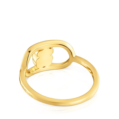 Anel com banho de ouro 18 kt sobre prata e madrepérola Camille